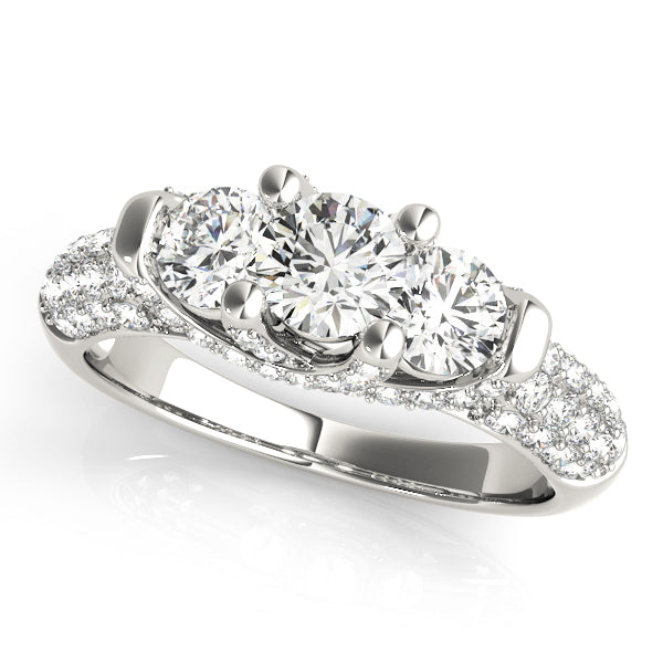 Three-Stone Round Diamond Engagement Ring Semi-Mount, 1 Carat Total Weight, SI1-SI2 G-H Quality