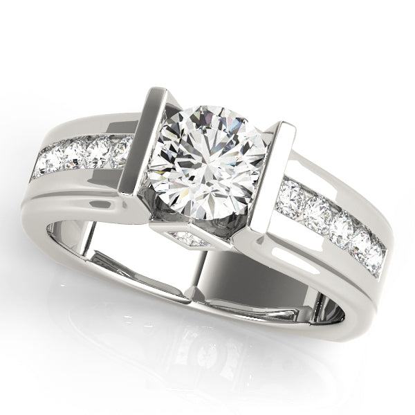 Elegant Single Row Channel Set Engagement Ring with 1.15 Carat Total Diamond Weight, SI1-SI2 G-H ...