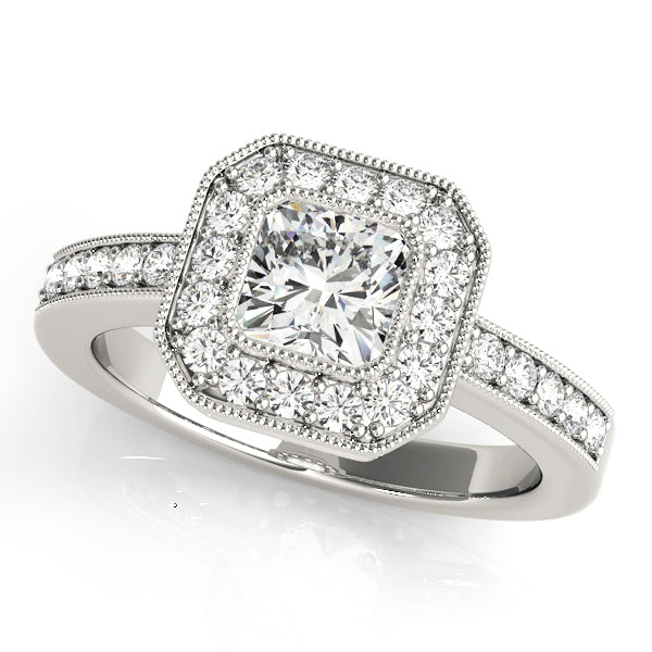 Elegant Halo Engagement Ring Semi-Mount with 0.26 Carat Total Diamond Weight, SI1-SI2 G-H Quality