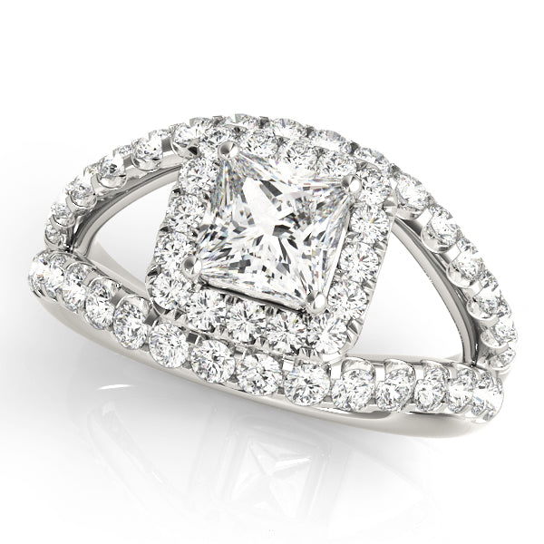 Elegant Halo Engagement Ring Semi-Mount with 0.68 Carat Total Diamond Weight, SI1-SI2 G-H Quality