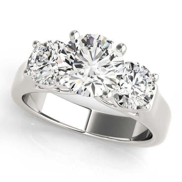 Three-Stone Round Diamond Engagement Ring Semi-Mount, 1.45 Carat Total Weight, SI1-SI2 G-H Quality