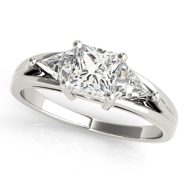 Three-Stone Princess Cut Diamond Engagement Ring with 1 Carat Total Weight
