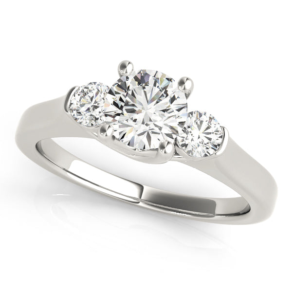 Three-Stone Round Diamond Engagement Ring Semi-Mount with 1.5 Carat Total Weight