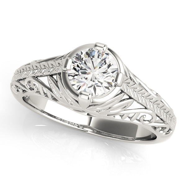 Antique-Style Engagement Ring with 1/2 Carat Total Diamond Weight, SI1-SI2 Clarity, G-H Color