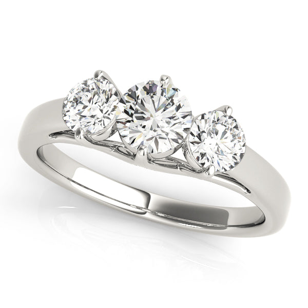 Three-Stone Round Diamond Engagement Ring Semi-Mount, 1 Carat Total Weight, SI1-SI2 G-H Quality