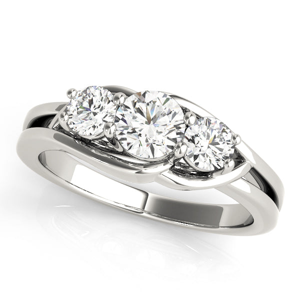 Three-Stone Round Diamond Engagement Ring Semi-Mount with 1 Carat Total Weight, SI1-SI2 G-H Quality