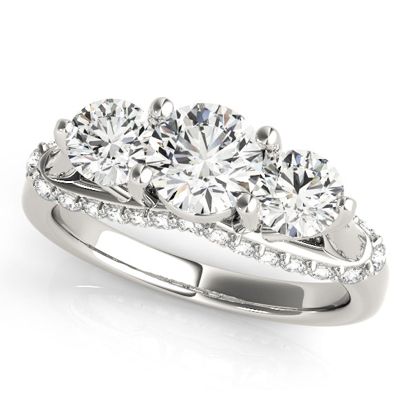 Three-Stone Round Diamond Engagement Ring Semi-Mount, 1.45 Carat Total Weight, SI1-SI2 G-H Quality