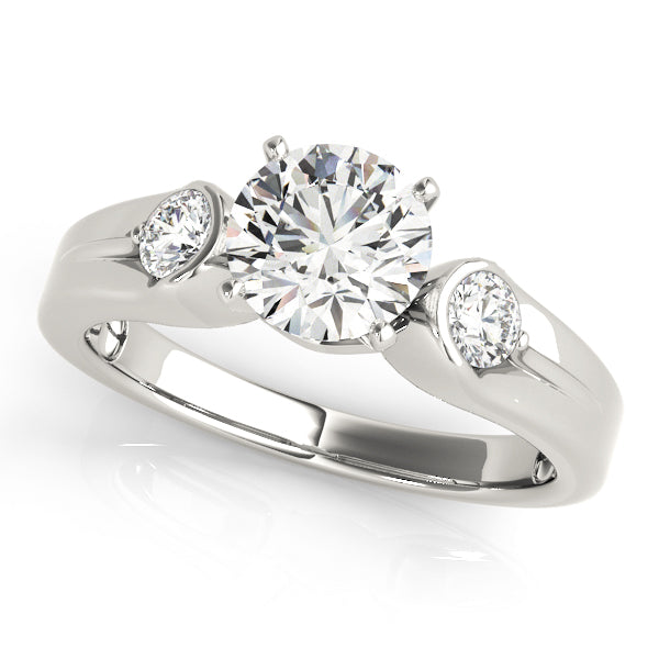 Three-Stone Round Diamond Engagement Ring Semi-Mount with 0.20 Carat Total Weight, SI1-SI2 G-H Qu...