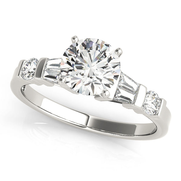 Elegant Baguette Diamond Semi-Mount Engagement Ring with 0.32 Carat Total Weight