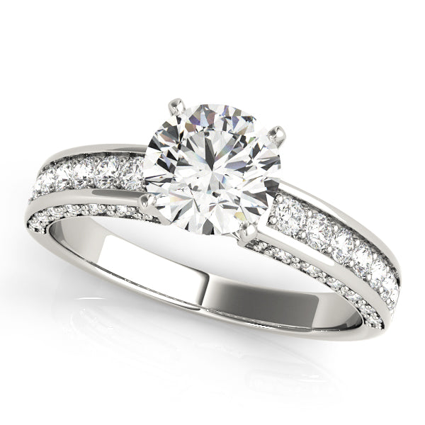 Elegant Single Row Prong Set Diamond Engagement Ring Semi-Mount with 0.40 Carat Total Weight