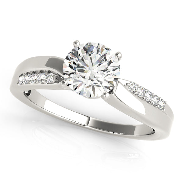 Elegant Bypass Engagement Ring with 0.075 Carat Diamond Accents in SI1-SI2 G-H Quality
