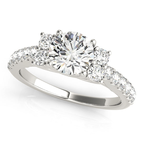 Elegant Diamond Cluster Engagement Ring Semi-Mount with 1.6 Carat Total Weight