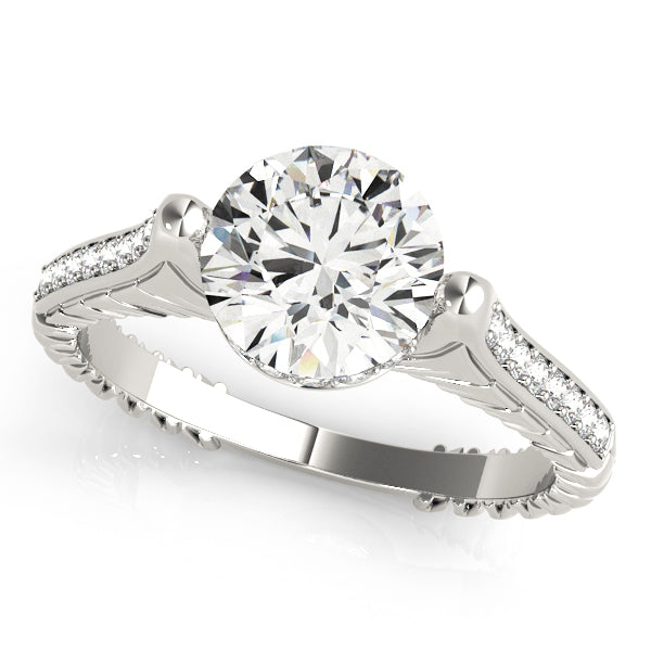 Antique-Style Engagement Ring Semi-Mount with 1.68 Carat Total Diamond Weight, G-H SI1-SI2