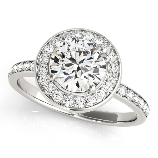 Halo Engagement Ring with 1 Carat Total Diamond Weight, Round Semi-Mount Setting
