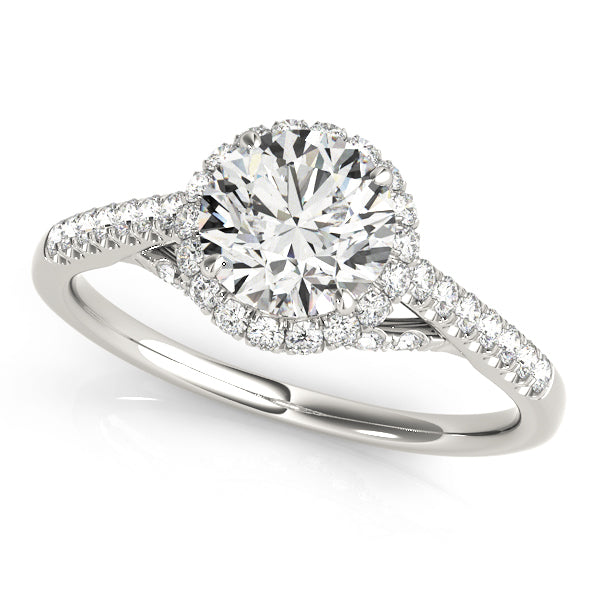Elegant Halo Engagement Ring with 1.39 Carat Total Diamond Weight, Round Semi-Mount Setting