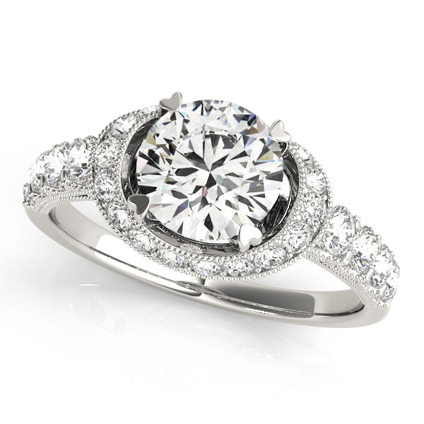 Elegant Halo Engagement Ring with 1.64 Carat Total Diamond Weight, SI1-SI2 Clarity, G-H Color