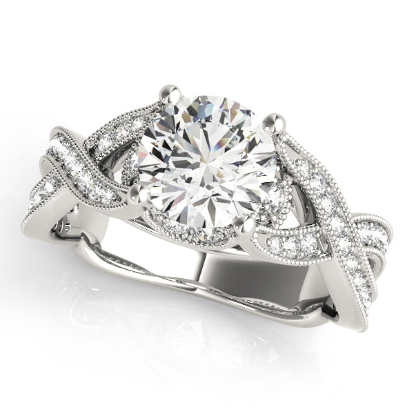 Elegant Multi-Row Diamond Engagement Ring Semi-Mount with 1.39 Carat Total Weight