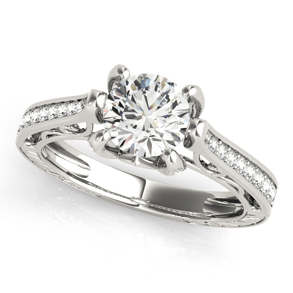Antique-Style Diamond Engagement Ring Semi-Mount with 1 1/4 Carat Total Weight