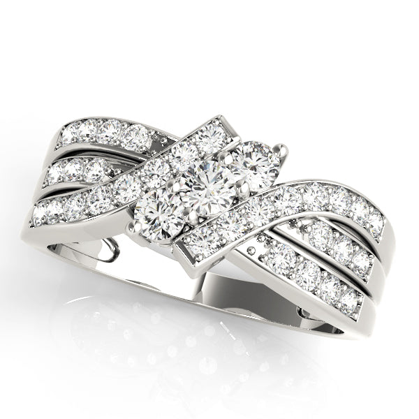 Three-Stone Round Diamond Engagement Ring with Half Carat Total Weight, SI1-SI2 Clarity, G-H Color