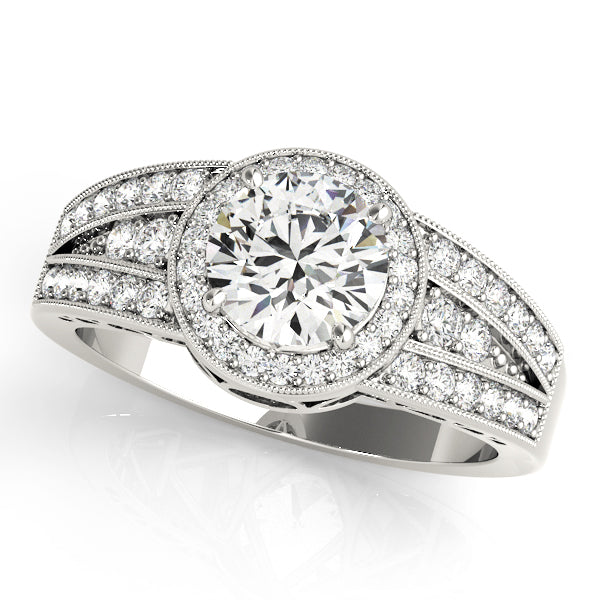 Elegant Halo Engagement Ring with 1.42 Carat Total Diamond Weight, SI1-SI2 G-H Quality