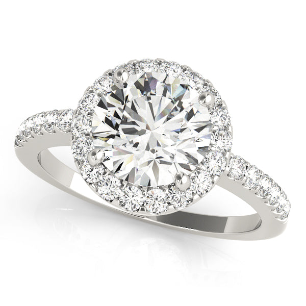 Elegant Halo Engagement Ring Semi-Mount with 2.35 Carat Total Diamond Weight