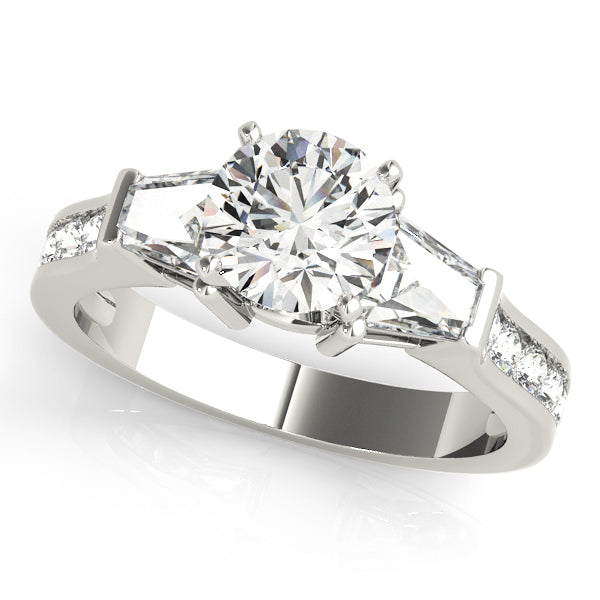 Elegant Baguette Diamond Engagement Ring Semi-Mount with 0.91 Carat Total Weight