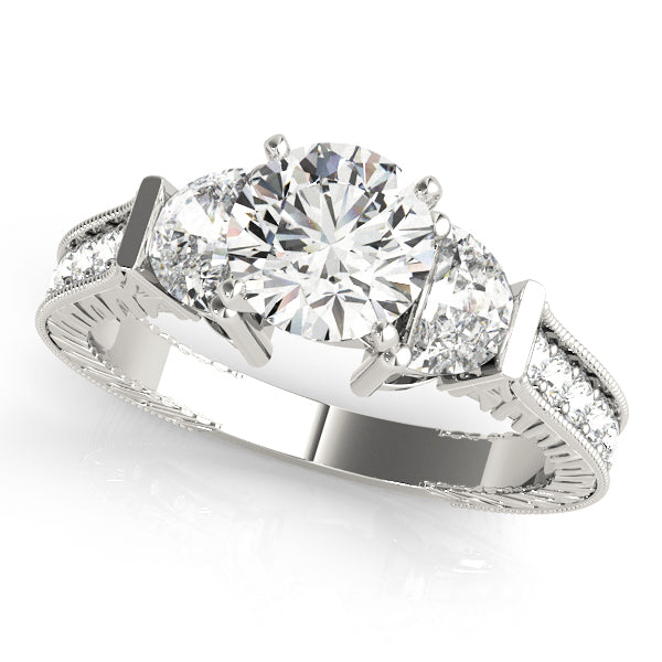 Semi-Mount Diamond Engagement Ring with 0.90 Carat Total Weight SI1-SI2 G-H Quality Stones