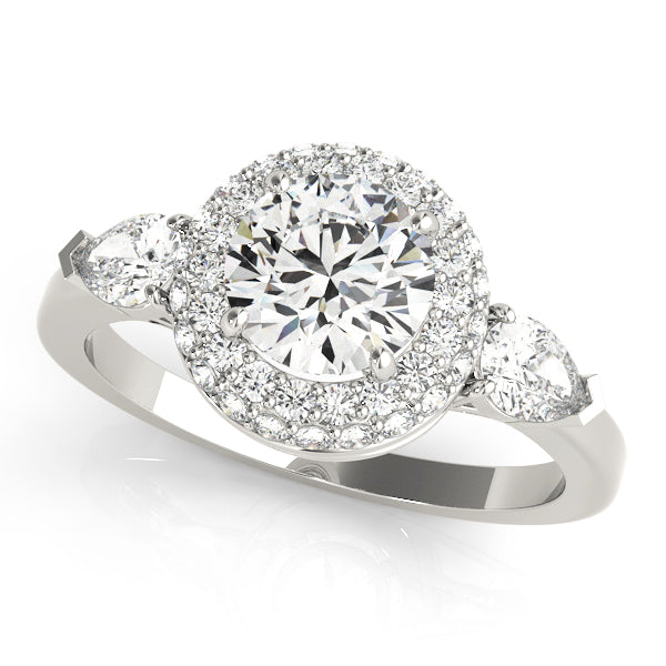 Halo Engagement Ring Semi-Mount with 1.75 Carat Total Diamond Weight, G-H SI1-SI2