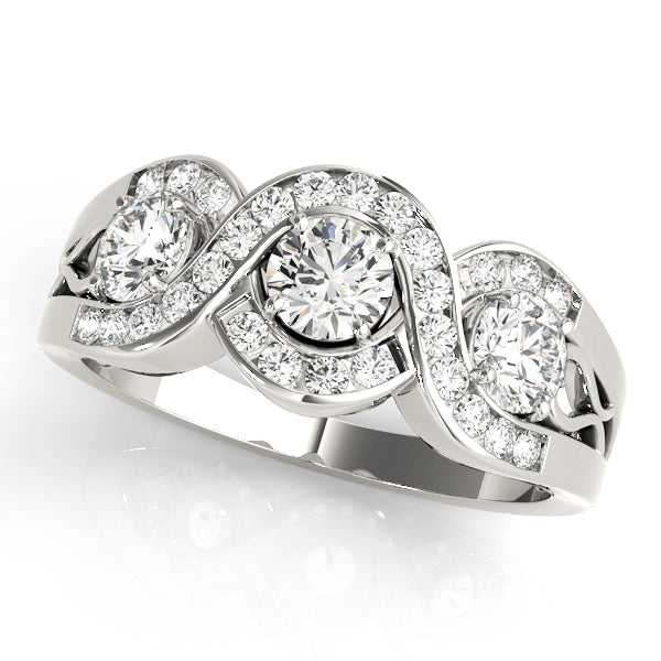 Three-Stone Round Diamond Engagement Ring Semi-Mount with 1 Carat Total Weight