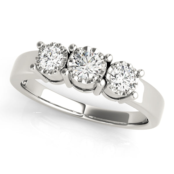 Three-Stone Round Diamond Engagement Ring Semi-Mount with 0.36 Carat Total Weight, SI1-SI2 G-H Qu...