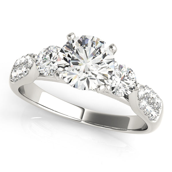 Three-Stone Round Diamond Engagement Ring Semi-Mount, 1/2 Carat Total Weight, SI1-SI2 G-H Quality