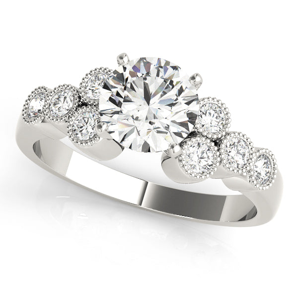 Elegant Diamond Cluster Engagement Ring Semi-Mount with 0.32 Carat Total Weight