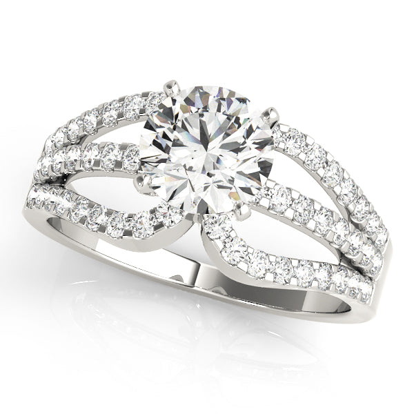 Elegant Multi-Row Diamond Engagement Ring Semi-Mount with 0.52 Carat Total Weight