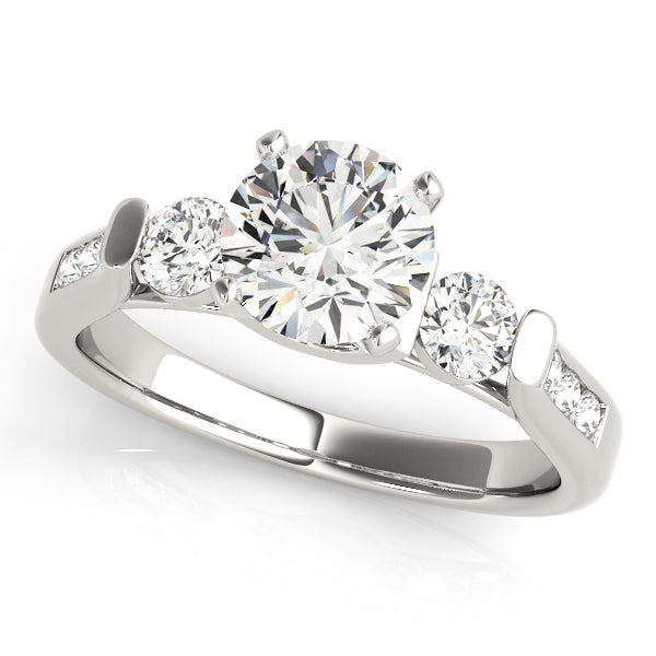 Three-Stone Round Diamond Engagement Ring Semi-Mount, 0.42 Carat Total Weight, SI1-SI2 G-H Quality
