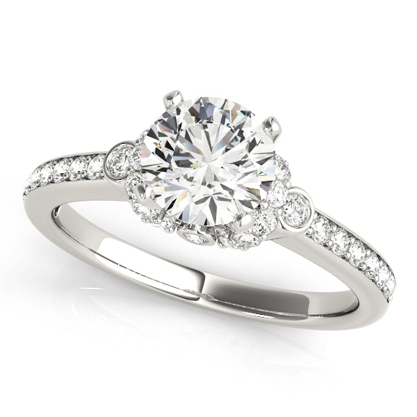 Elegant Cluster Diamond Engagement Ring Semi-Mount with 0.335 Carat Total Weight