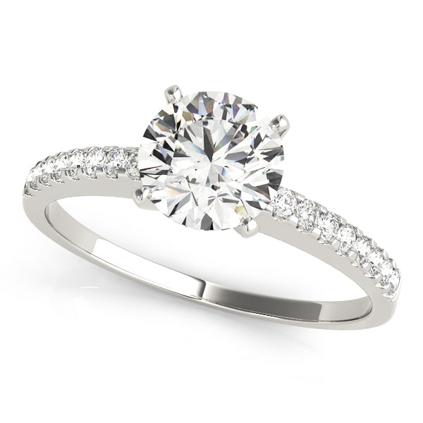 Single Row Prong Set Diamond Engagement Ring Semi-Mount with 0.20 Carat Total Weight