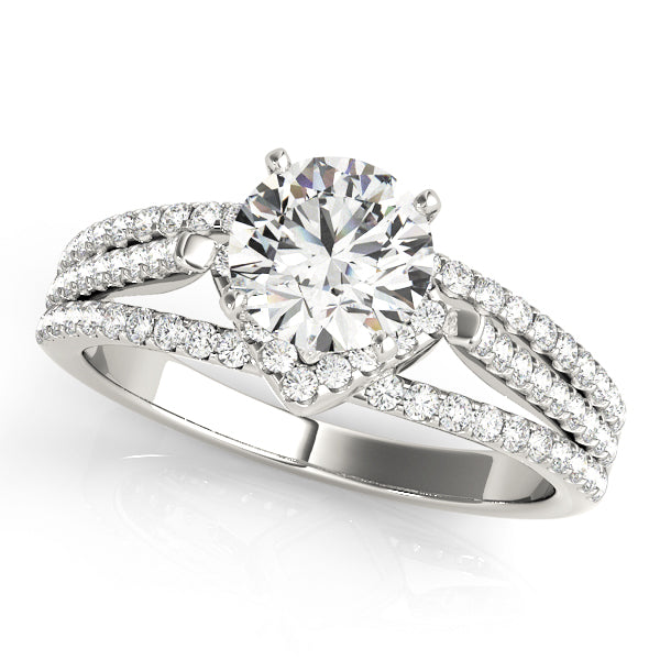 Elegant Multi-Row Diamond Engagement Ring Semi-Mount with 0.37 Carat Total Weight