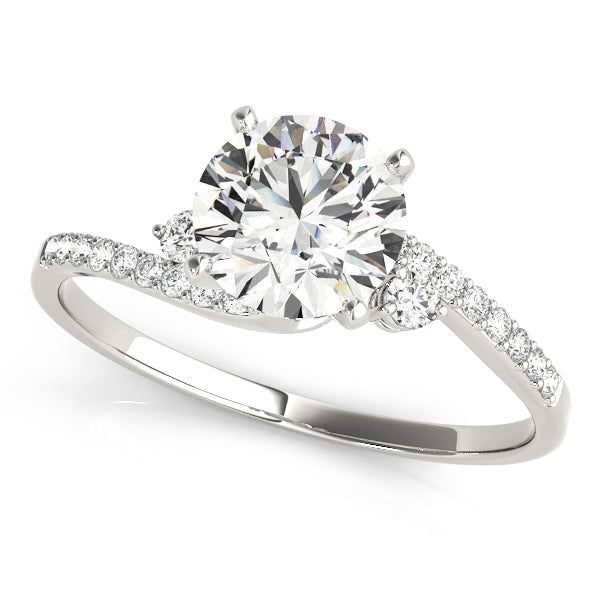 Bypass Engagement Ring Semi-Mount with 1/8 Carat Total Diamond Weight, SI1-SI2 G-H Quality