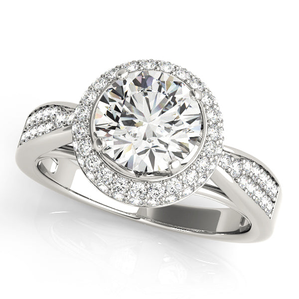 Elegant Halo Engagement Ring Semi-Mount with 0.46 Carat Total Diamond Weight, SI1-SI2 G-H Quality