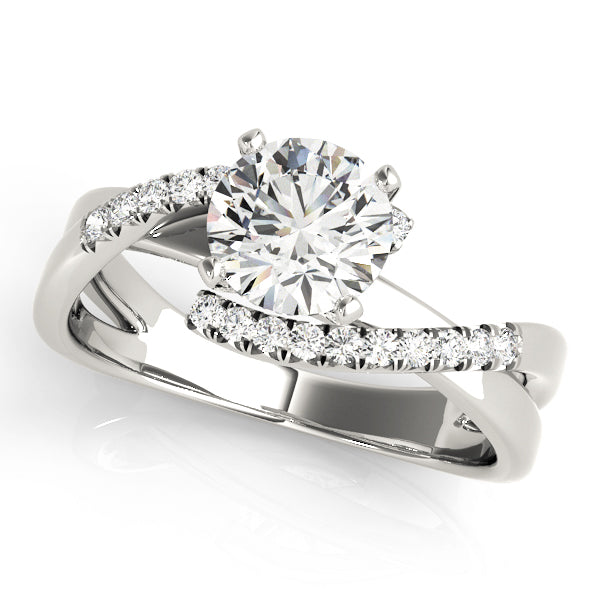 Elegant Bypass Engagement Ring Semi-Mount with 0.108 Carat Total Diamond Weight, SI1-SI2 G-H Quality