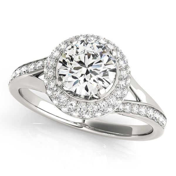 Halo Engagement Ring Semi-Mount with 0.467 Carat Total Diamond Weight, SI1-SI2 G-H Quality