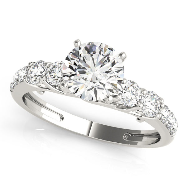 Elegant Single Row Prong Set Diamond Engagement Ring Semi-Mount, 0.63 Carat Total Weight