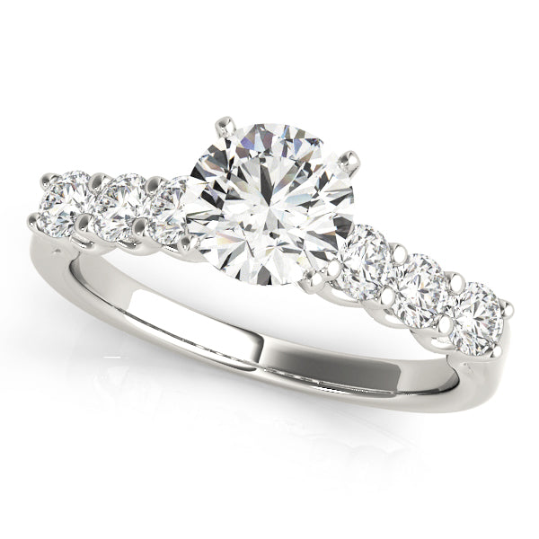 Elegant Single Row Prong Set Diamond Engagement Ring Semi-Mount, 0.60 Carat Total Weight, G-H SI1...