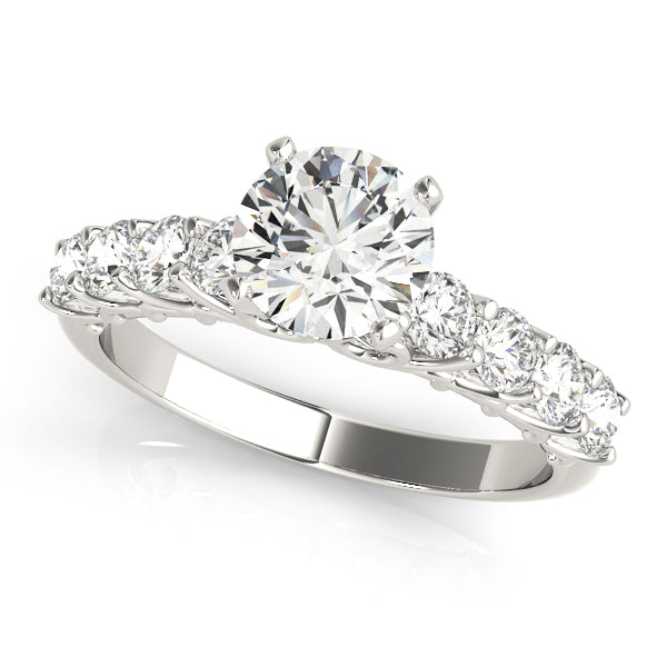 Elegant Single Row Prong Set Diamond Engagement Ring Semi-Mount, 7/8 Carat Total Weight