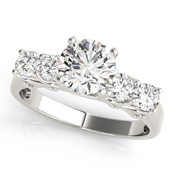 Elegant Single Row Prong Set Diamond Engagement Ring Semi-Mount, 1/2 Carat Total Weight
