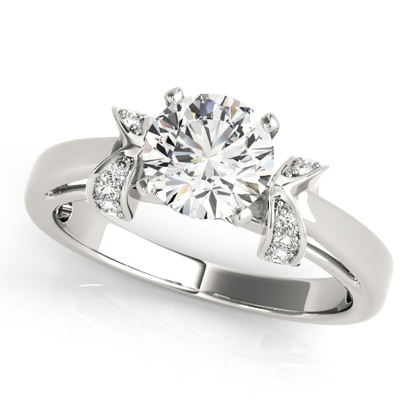 Semi-Mount Engagement Ring with 0.08 Carat Total Diamond Weight, Round SI1-SI2 G-H Diamonds