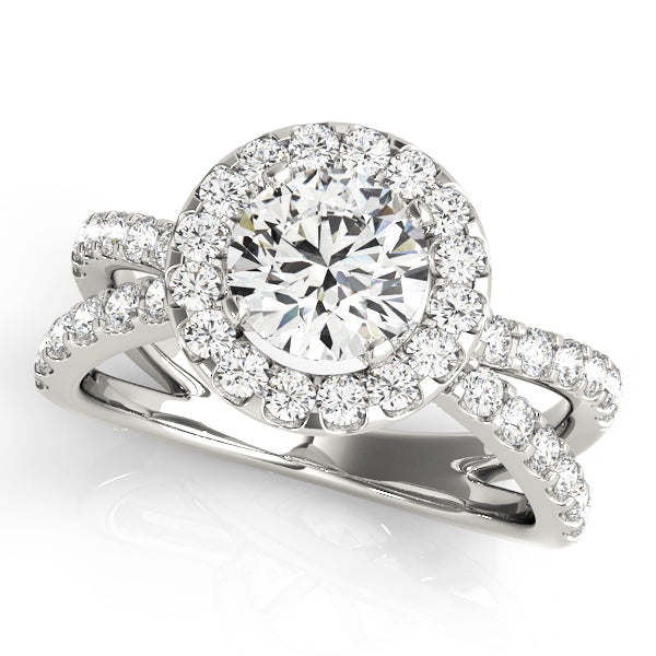 Halo Engagement Ring Semi-Mount with 0.84 Carat Total Diamond Weight, SI1-SI2 G-H Quality