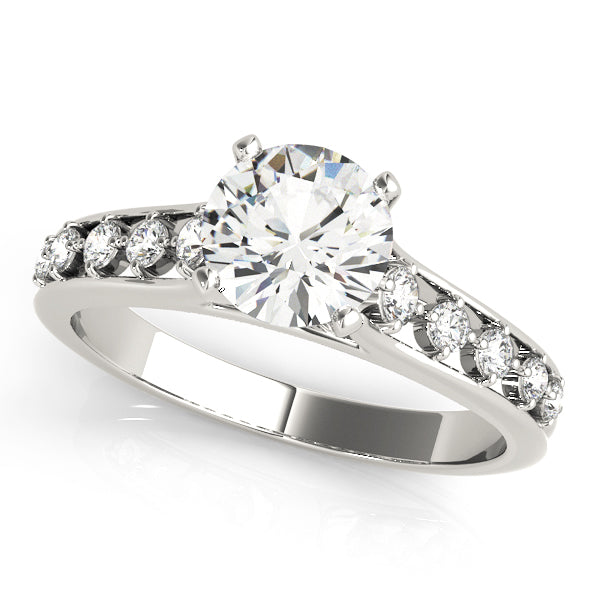 Elegant Single Row Prong Set Engagement Ring with 0.238 Carat Total Diamond Weight, SI1-SI2 G-H Q...
