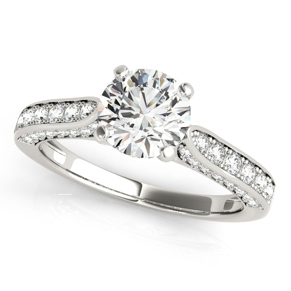 Elegant Single Row Prong Set Diamond Engagement Ring Semi-Mount, 1/2 Carat Total Weight, SI1-SI2 ...