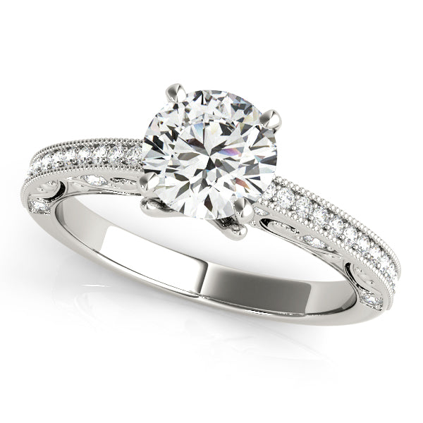 Antique-Inspired Diamond Engagement Ring Semi-Mount with 0.21 Carat Total Weight, SI1-SI2 G-H Qua...